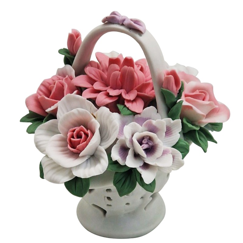 Artekko Vintage Διακοσμητικό Καλαθάκι Λουλουδιών Πορσελάνης 14cm