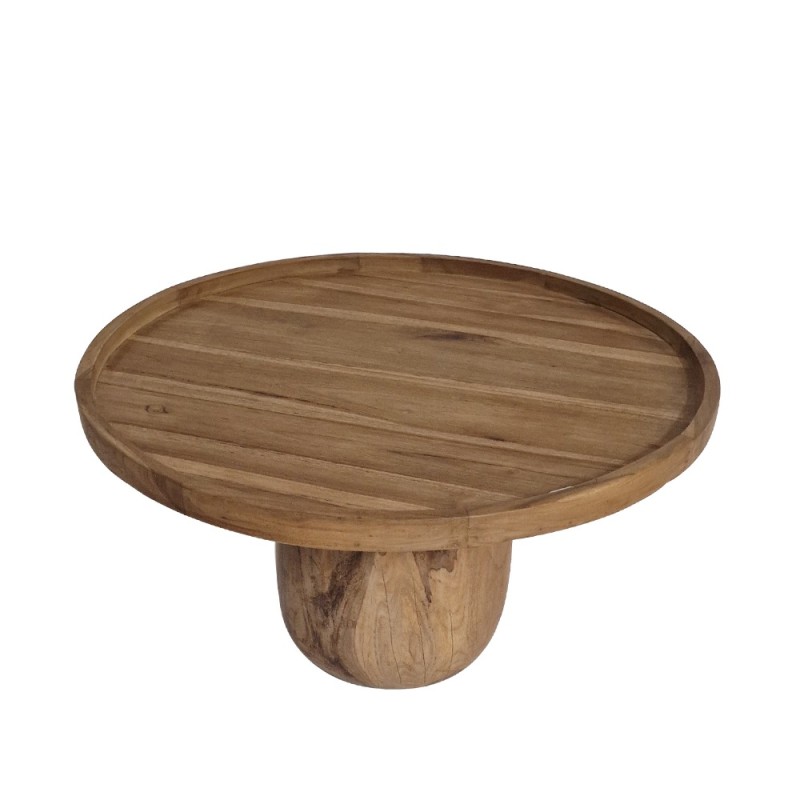 Artekko Munggur Ξύλινο Τραπέζι Σαλονιού σε Φυσική Απόχρωση (Φ80x45)cm