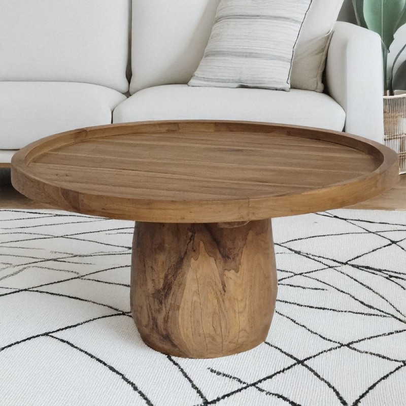 Artekko Munggur Ξύλινο Τραπέζι Σαλονιού σε Φυσική Απόχρωση (Φ80x45)cm