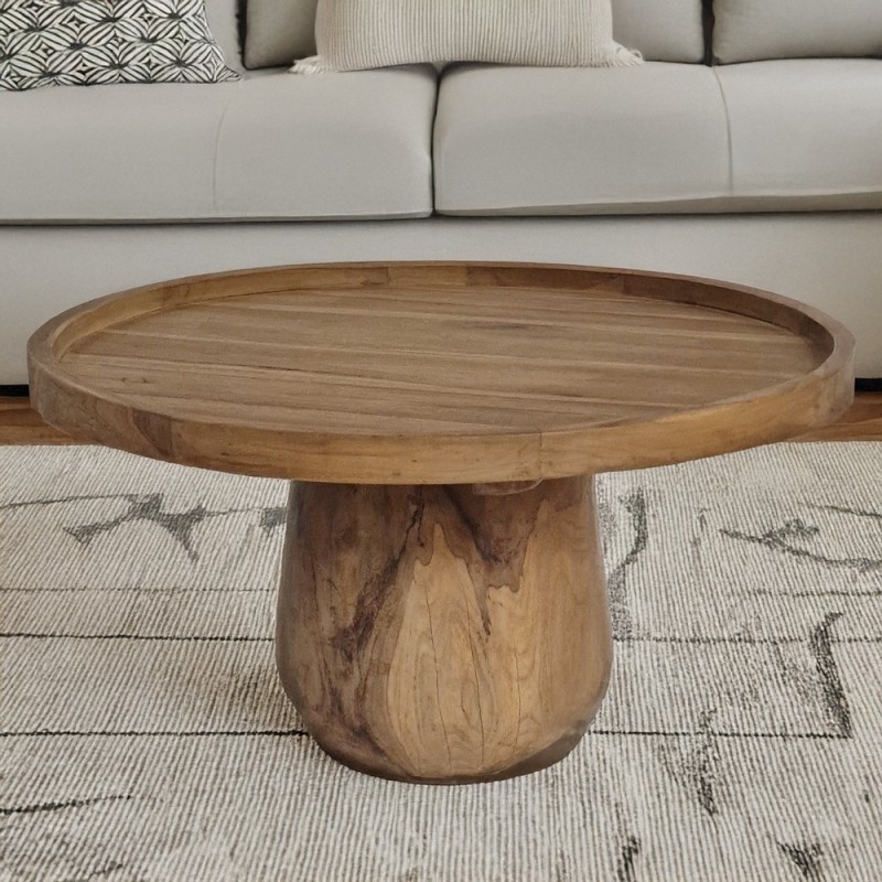 Artekko Munggur Ξύλινο Τραπέζι Σαλονιού σε Φυσική Απόχρωση (Φ80x45)cm