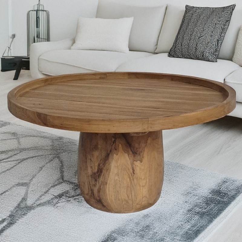 Artekko Munggur Ξύλινο Τραπέζι Σαλονιού σε Φυσική Απόχρωση (Φ80x45)cm