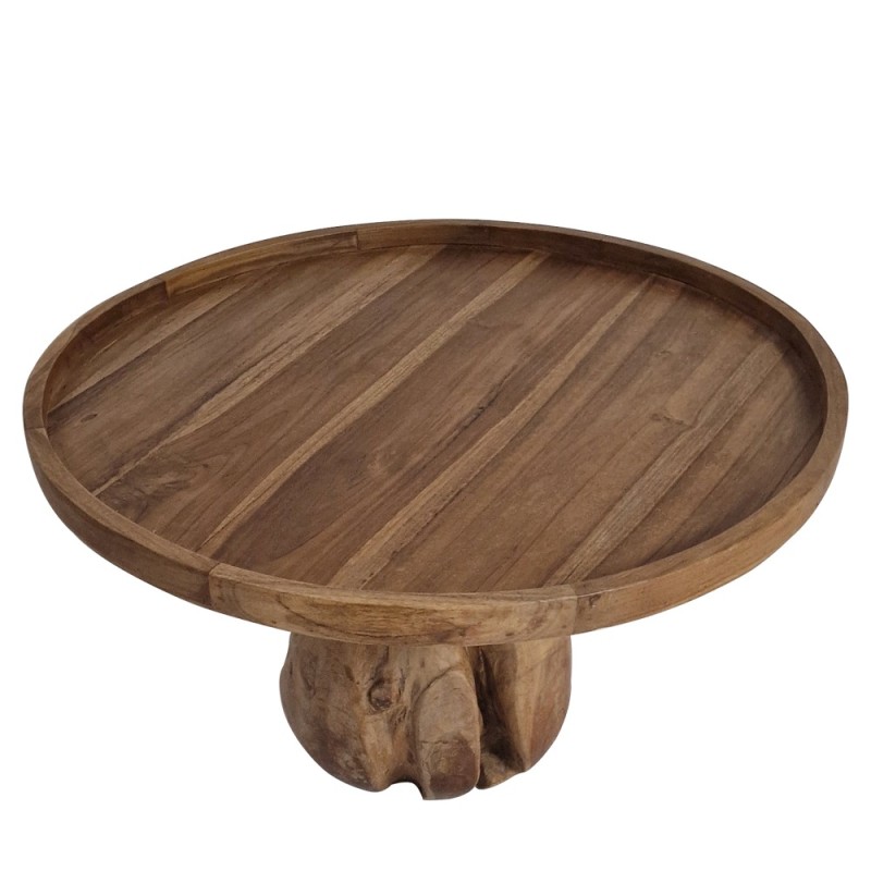 Artekko Munggur Ξύλινο Τραπέζι Σαλονιού σε Φυσική Απόχρωση (Φ80x45)cm