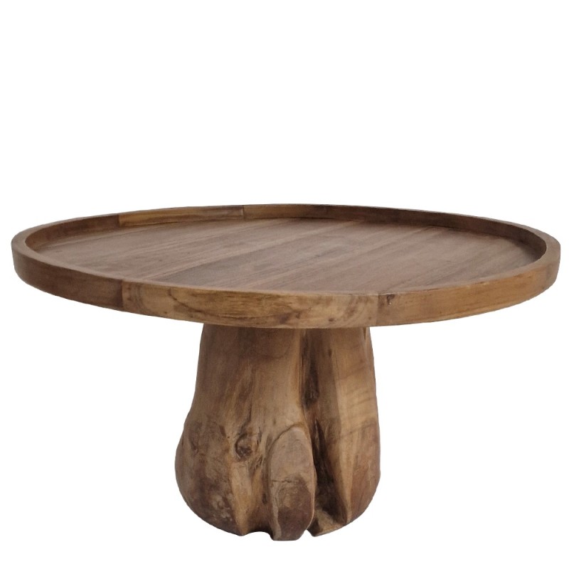 Artekko Munggur Ξύλινο Τραπέζι Σαλονιού σε Φυσική Απόχρωση (Φ80x45)cm