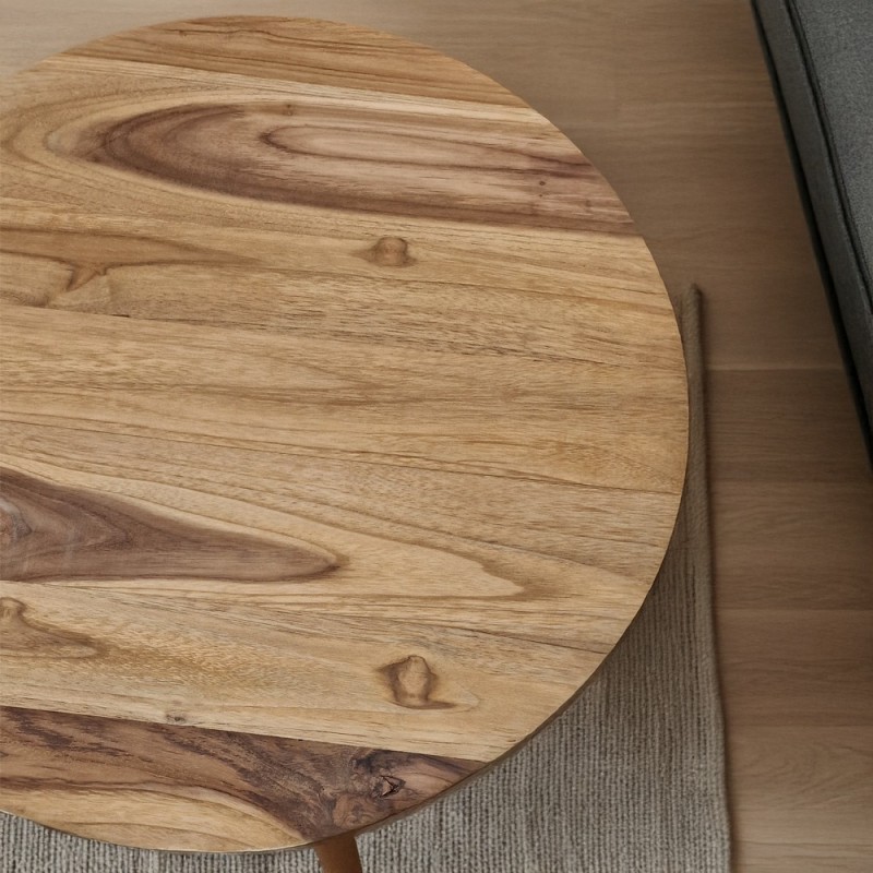 Artekko Munggur Ξύλινο Τραπέζι Σαλονιού σε Φυσική Απόχρωση (Φ60x55)cm