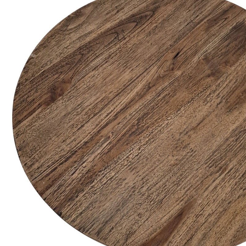 Artekko Munggur Ξύλινο Τραπέζι Σαλονιού σε Φυσική Απόχρωση με Μαύρα Νερά (Φ90x41)cm