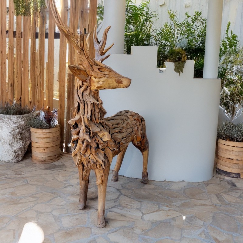 Artekko Munggur Ξύλινο Χειροποιητο Ελάφι σε Φυσική Απόχρωση (150x60x200)cm