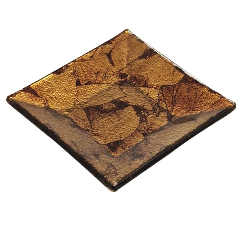 Artekko Golden Leaf Γυάλινο Πιάτο Γλυκού (15x15x2)cm