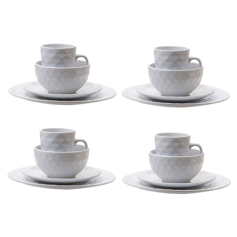 Artekko Dinnerware Λευκό Κεραμικό Σερβίτσιο Φαγητού (27x27x2)cm 16pcs