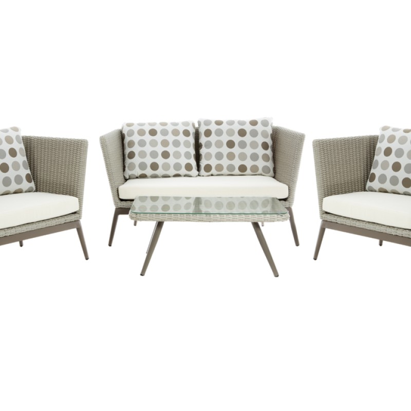 Artekko Σαλόνι από πλαστ. ραταν με καναπέ διθέσιο, δύο πολυθρόνες και τραπεζάκι ΣΕΤ/4 (150x76x70)cm