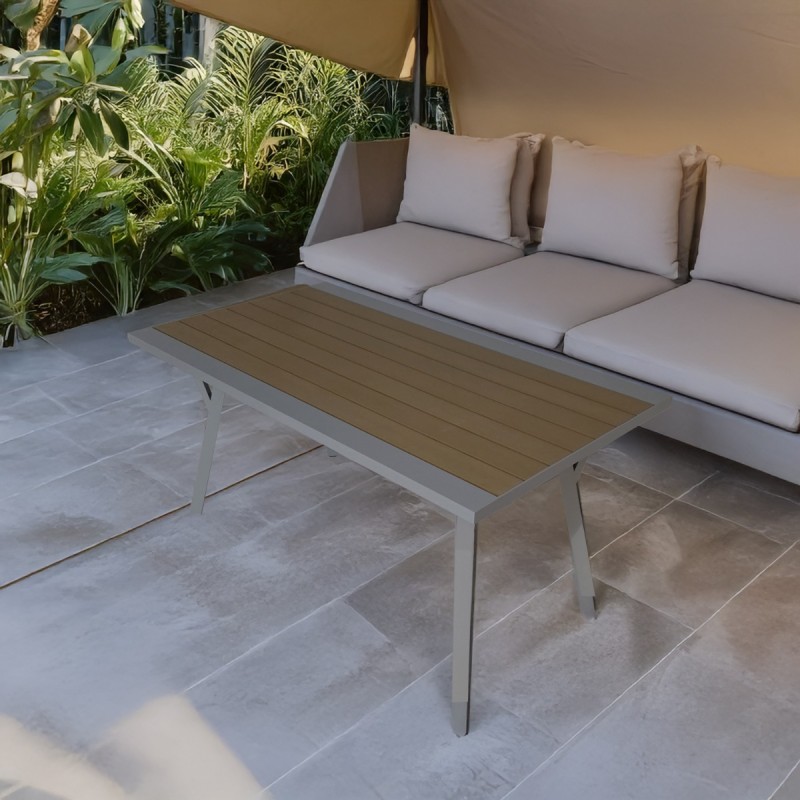 Artekko Alu Τραπέζι με Λευκό Σκελετό Αλουμινίου και Καφέ Polywood Επιφάνεια (60x87x103)cm