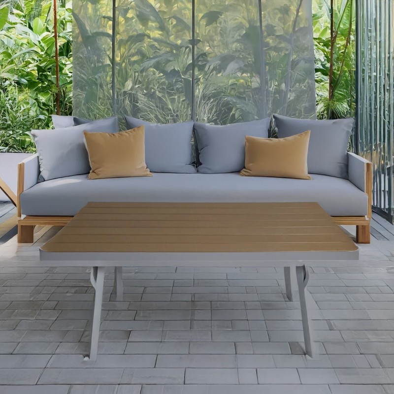 Artekko Alu Τραπέζι με Λευκό Σκελετό Αλουμινίου και Καφέ Polywood Επιφάνεια (60x87x103)cm