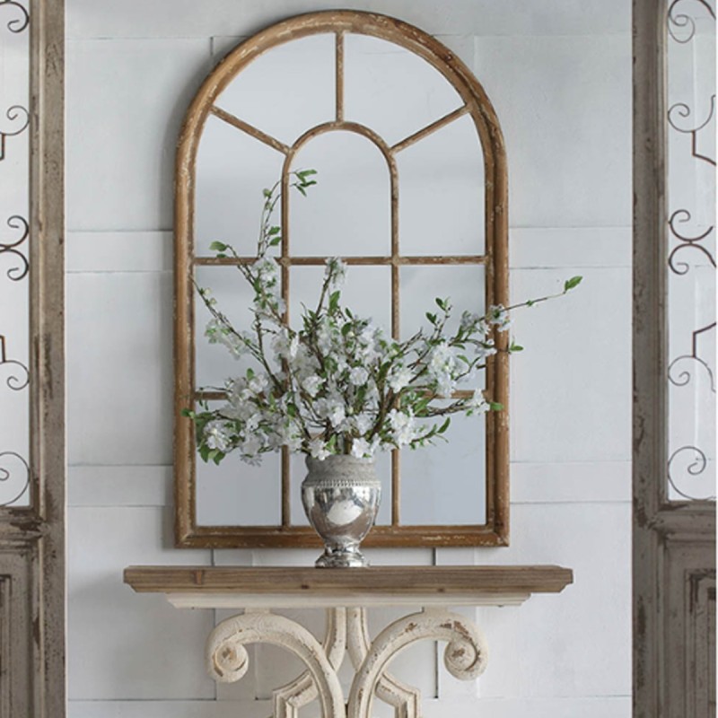 Artekko Arch Καθρέπτης Τοίχου Καφέ Πατίνα Ξύλο/Γυαλί (86.4x3.8x137.9)cm