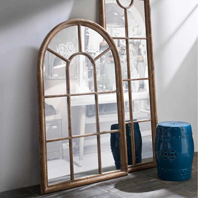 Artekko Arch Καθρέπτης Τοίχου Καφέ Πατίνα Ξύλο/Γυαλί (86.4x3.8x137.9)cm