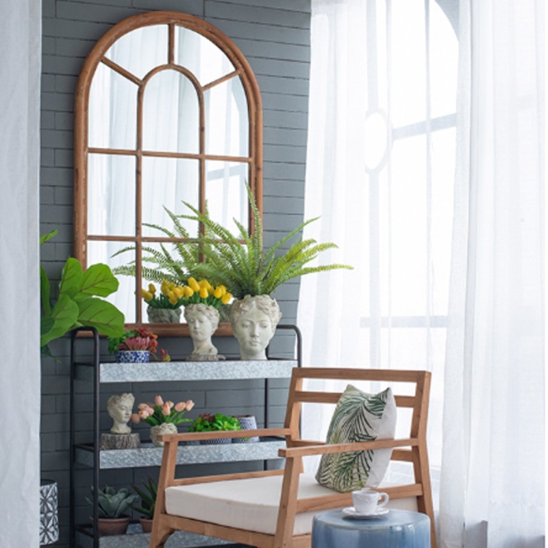 Artekko Arch Καθρέπτης Τοίχου Καφέ Πατίνα Ξύλο/Γυαλί (86.4x3.8x137.9)cm