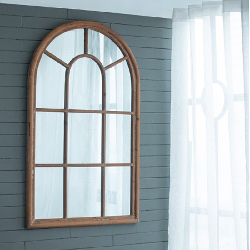 Artekko Arch Καθρέπτης Τοίχου Καφέ Πατίνα Ξύλο/Γυαλί (86.4x3.8x137.9)cm