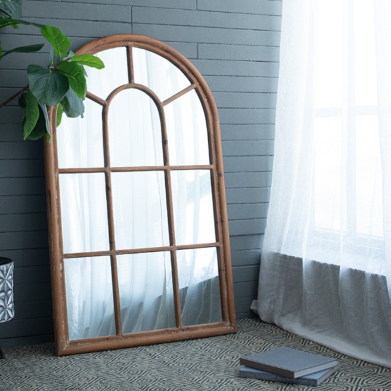 Artekko Arch Καθρέπτης Τοίχου Καφέ Πατίνα Ξύλο/Γυαλί (86.4x3.8x137.9)cm