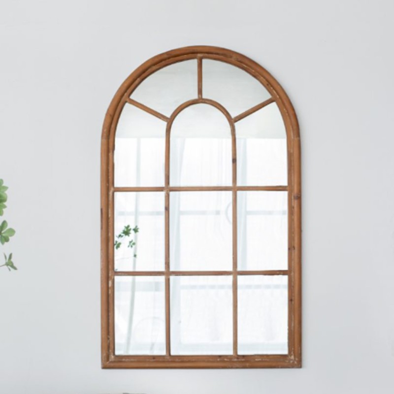 Artekko Arch Καθρέπτης Τοίχου Καφέ Πατίνα Ξύλο/Γυαλί (86.4x3.8x137.9)cm