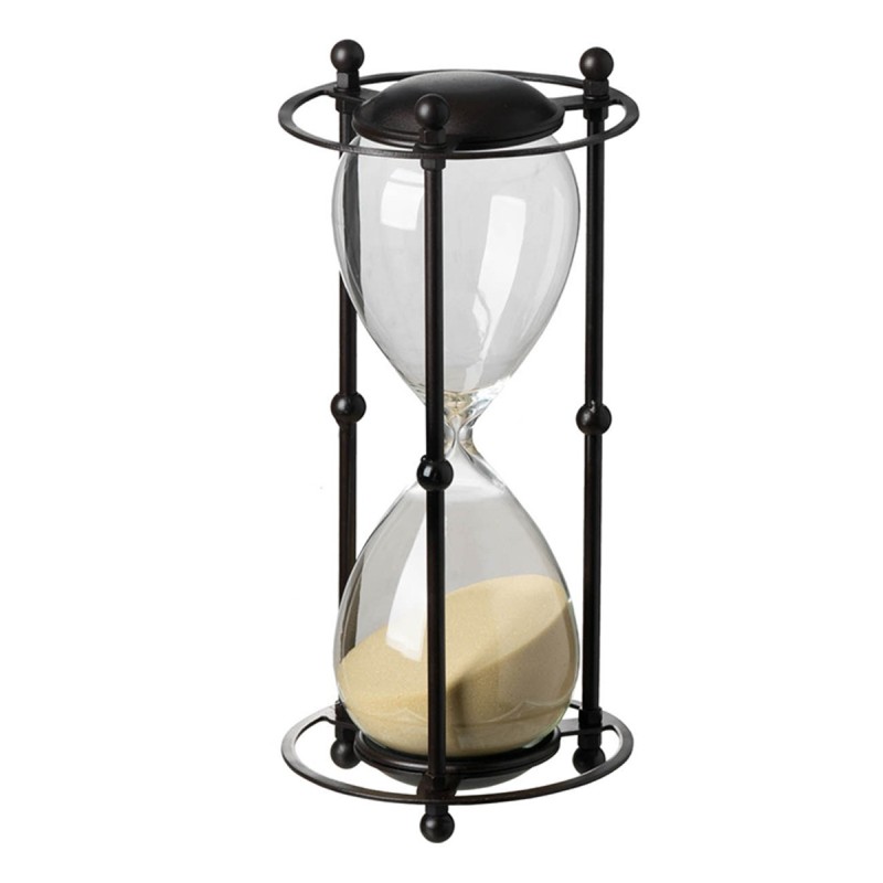 Artekko Hourglass Μαύρη Διακοσμητική Κλεψύδρα σε Μεταλλική Βάση με Μπεζ Άμμο (15.8x15.8x33)cm