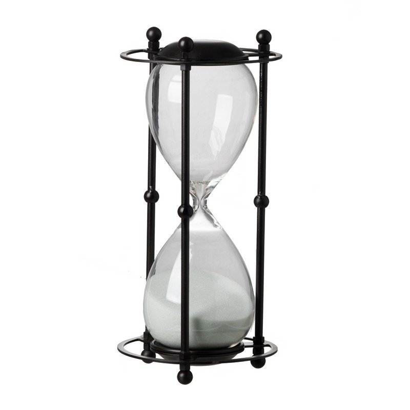 Artekko Hourglass Κλεψύδρα Διακοσμητική σε Μεταλλική Βάση Μαύρη με Λευκή Άμμο (15.8x15.8x33)cm