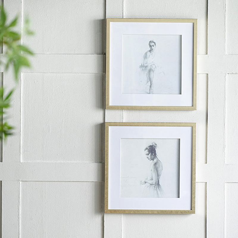 Artekko Ballet Κάδρα με Μπαλαρίνες και Χρυσή Κορνίζα (50x3x50)cm