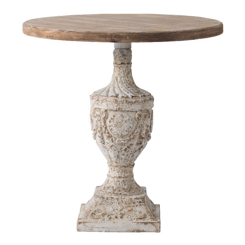 Artekko Alcott Βοηθητικό Τραπέζι από Ξύλο Ελάτης και Μαγνήσιο σε Λευκή Πατίνα (76.2x76.2x78.7)cm