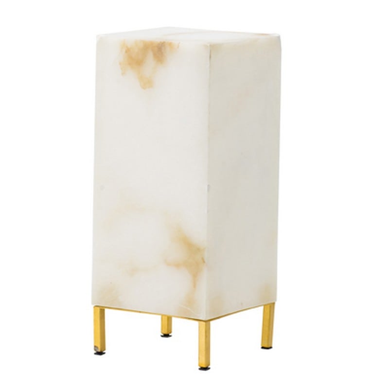 Artekko Plats Λευκό Επιτραπέζιο Μαρμάρινο Φωτιστικό (15x15x35.5)cm