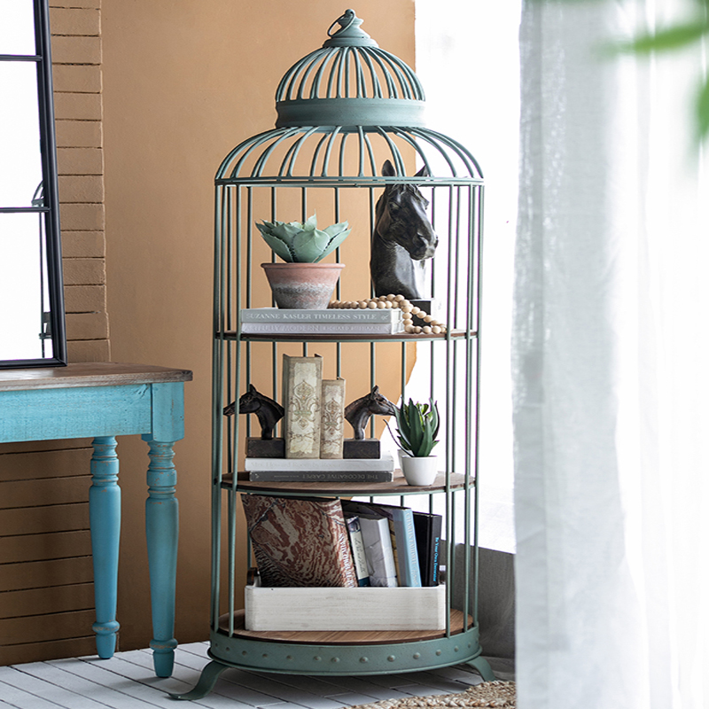 Artekko Ραφιέρα Κλουβί με 3 Ξύλινα MDF Ράφια και Μεταλλικό Σκελετό (66x61x169)