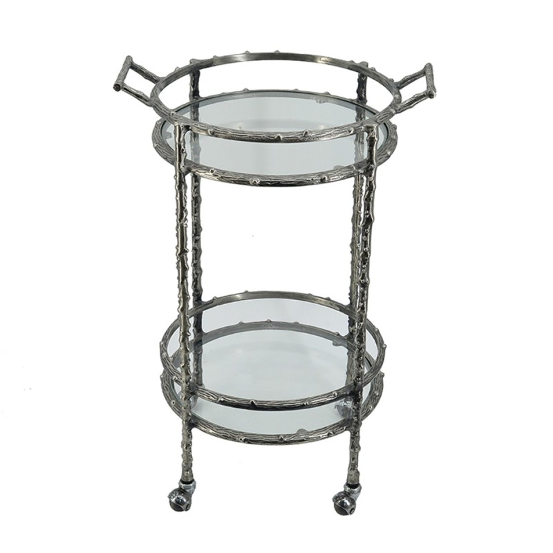 Artekko Cart Twig Ασημί Μεταλλικό Βοηθητικό Τρόλεϊ Μπαρ με 2 Επίπεδα (41x51x76)cm