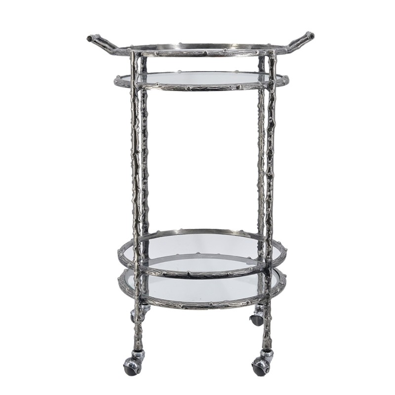 Artekko Cart Twig Ασημί Μεταλλικό Βοηθητικό Τρόλεϊ Μπαρ με 2 Επίπεδα (41x51x76)cm