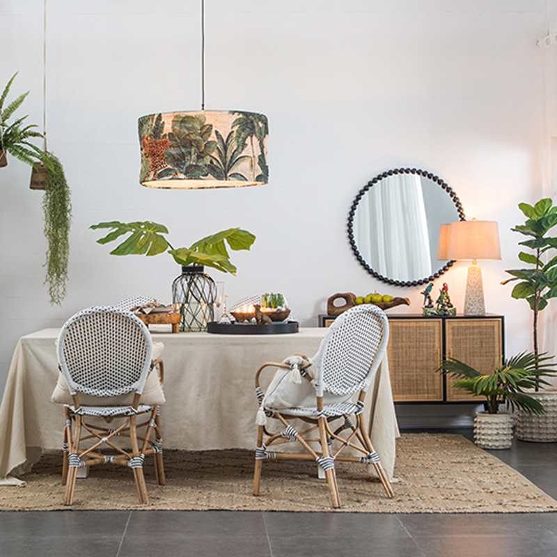 Artekko Cons Μπουφές MDF Ψάθα Μαύρο Φυσική Απόχρωση (120x38x78)cm