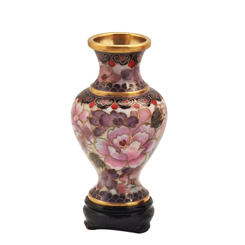 Artekko Chinese 1000 Flowers Cloisonne Αυθεντικό Χάλκινο Διακοσμητικό Βάζο 11cm
