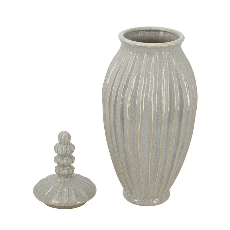 Artekko Akali Διακοσμητικό Βάζο Δοχείο με Καπάκι Κεραμικό Μπεζ (25.5x25.5x65)cm