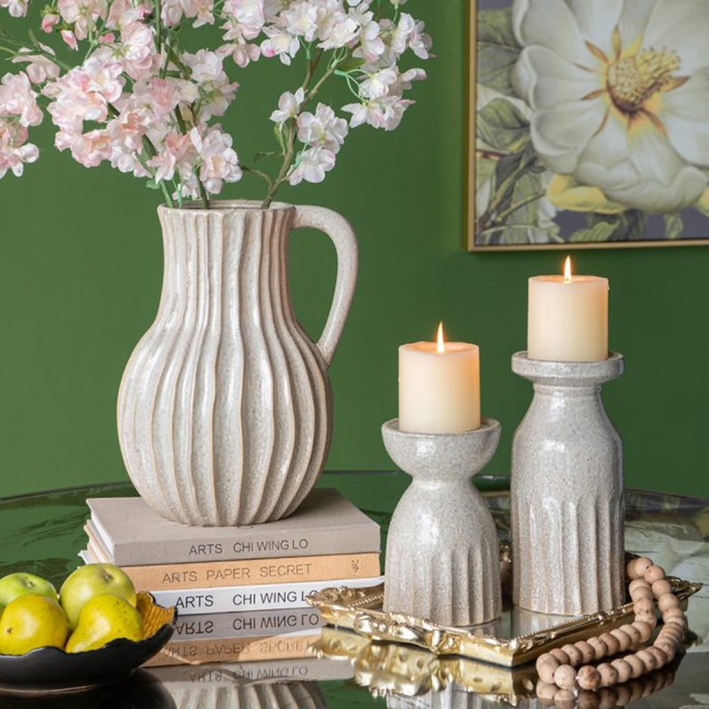 Artekko Akali Διακοσμητικό Βάζο Δοχείο Κεραμικό Μπεζ (23.5x20.5x30.5)cm