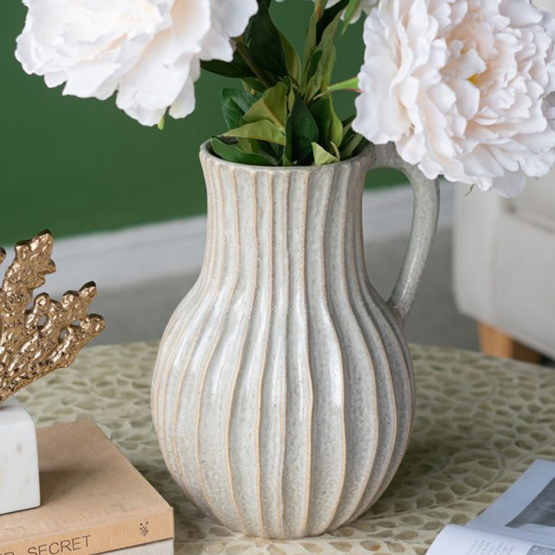 Artekko Akali Διακοσμητικό Βάζο Δοχείο Κεραμικό Μπεζ (23.5x20.5x30.5)cm