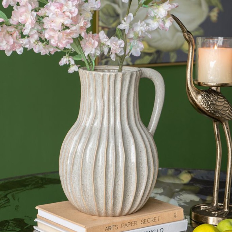 Artekko Akali Διακοσμητικό Βάζο Δοχείο Κεραμικό Μπεζ (23.5x20.5x30.5)cm