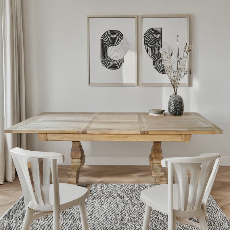 Artekko Deus Μασίφ Ξύλινη Επεκτεινόμενη Τραπεζαρία σε Φυσική Απόχρωση (200/280x100x78)cm