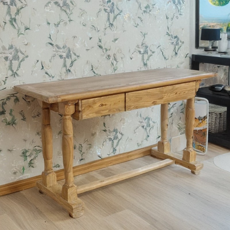 Artekko Deus Μασίφ Ξύλινη Κονσόλα σε Ανοιχτή Φυσική Απόχρωση (150x45x80)cm