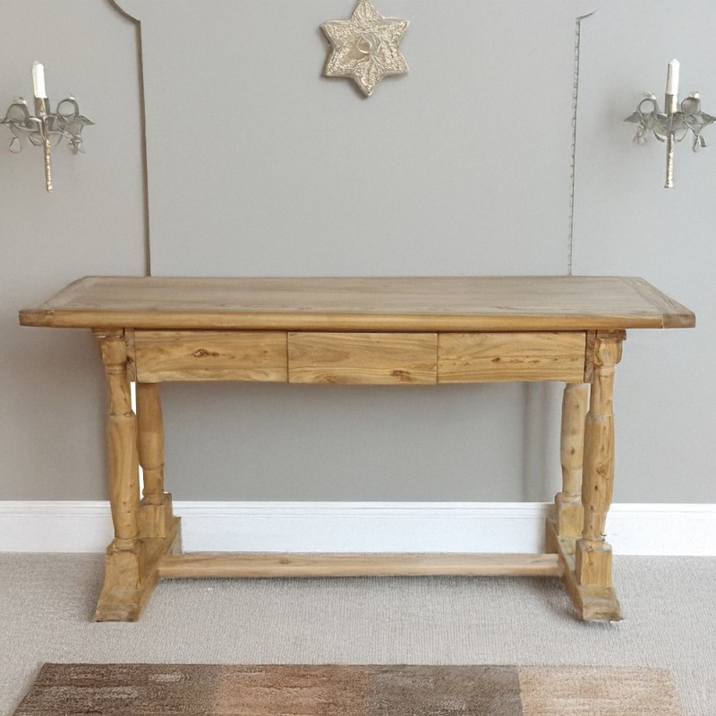 Artekko Deus Μασίφ Ξύλινη Κονσόλα σε Ανοιχτή Φυσική Απόχρωση (150x45x80)cm