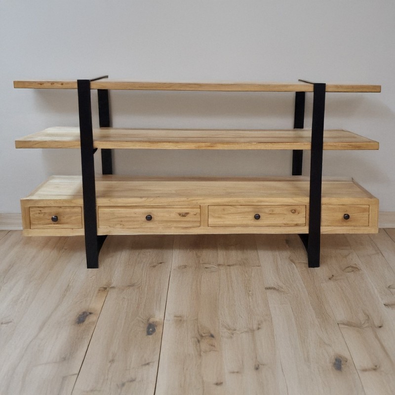 Artekko Deus Μασίφ Ξύλινη Ραφιέρα σε Ανοιχτή Φυσική Απόχρωση (180x45x90)cm