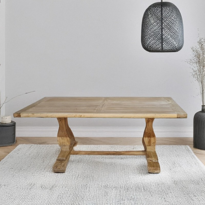 Artekko Deus Μασίφ Ξύλινη Τραπεζαρία με 2 Προεκτάσεις των 40cm σε Ανοιχτή Φυσική Απόχρωση (200/280x100x78)cm