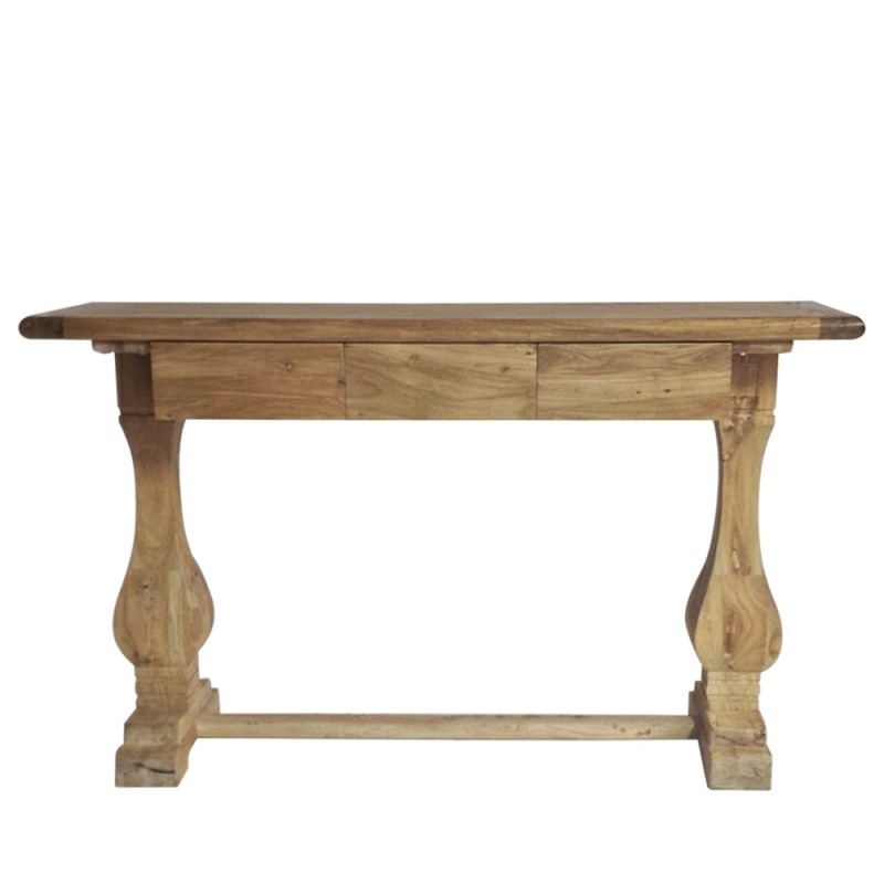 Artekko Deus Μασίφ Ξύλινη Κονσόλα σε Ανοιχτή Φυσική Απόχρωση (150x45x90)cm