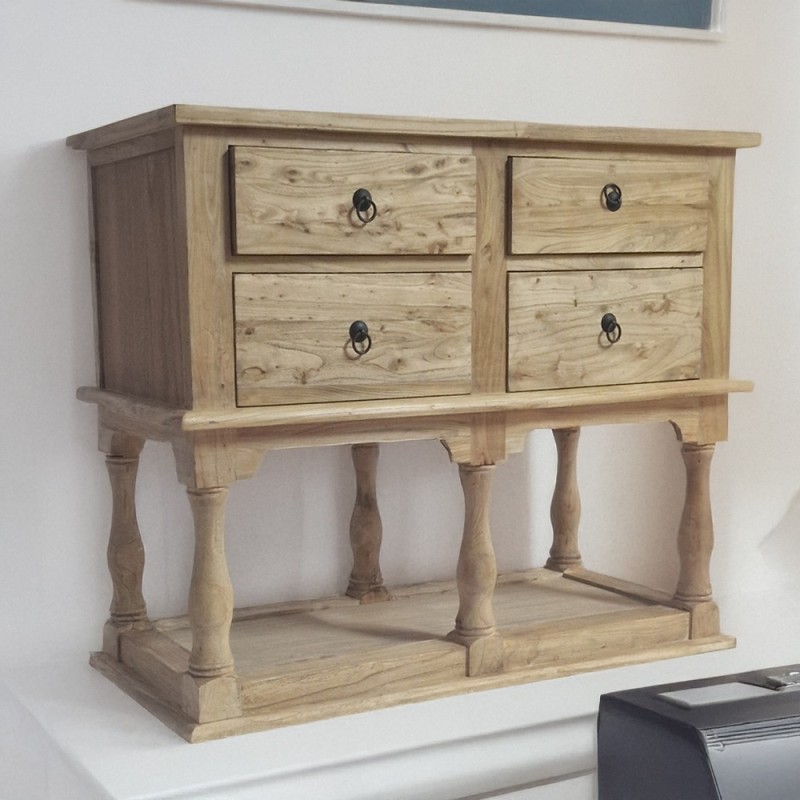 Artekko Deus Μασίφ Ξύλινη Κονσόλα σε Ανοιχτή Φυσική Απόχρωση (110x45x90)cm