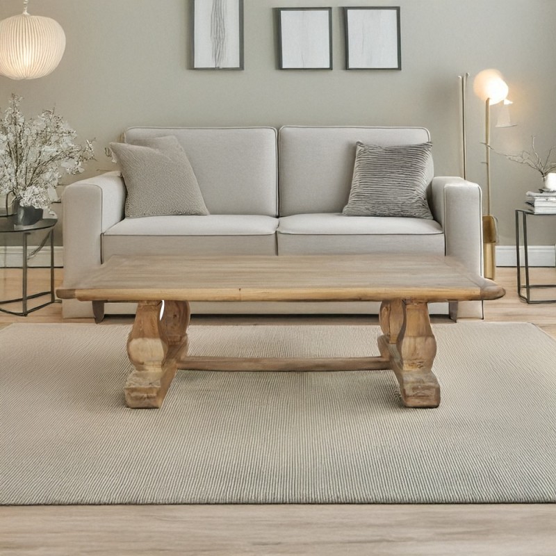 Artekko Deus Μασίφ Ξύλινο Τραπέζι Σαλονιού σε Ανοιχτή Φυσική Απόχρωση (150x77x4)cm