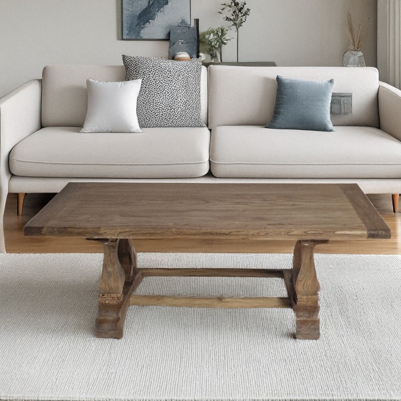 Artekko Deus Μασίφ Ξύλινο Τραπέζι Σαλονιού σε Φυσική Απόχρωση (130x70x46)cm