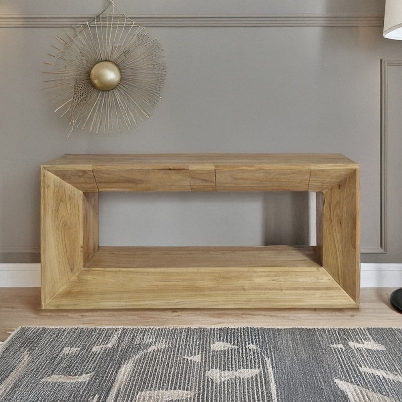 Artekko Deus Μασίφ Ξύλινο Έπιπλο Τηλεόρασης με Συρτάρια σε Φυσική Απόχρωση (120x40x60)cm
