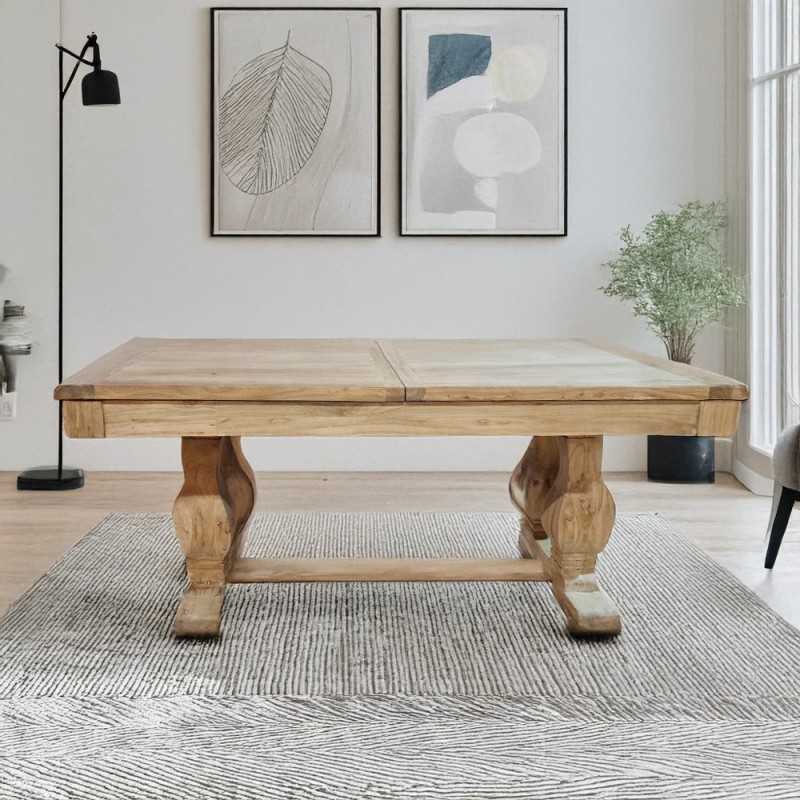 Artekko Deus Μασίφ Ξύλινη Επεκτεινόμενη Τραπεζαρία σε Ανοιχτή Φυσική Απόχρωση (200/280x100x78)cm