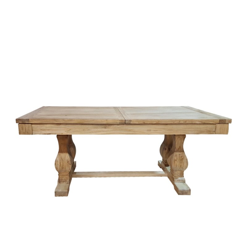 Artekko Deus Μασίφ Ξύλινη Επεκτεινόμενη Τραπεζαρία σε Ανοιχτή Φυσική Απόχρωση (200/280x100x78)cm