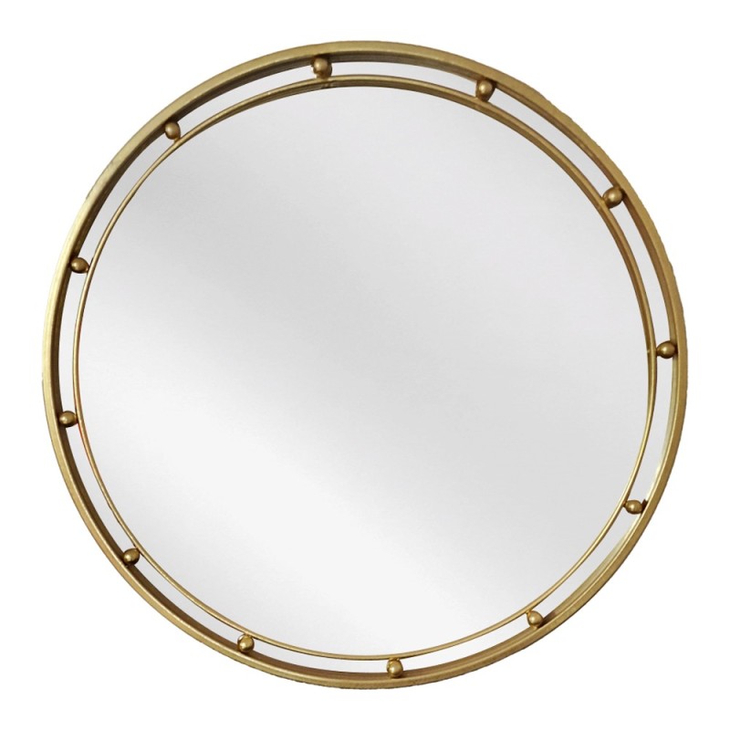 Artekko Dia Χρυσός Μεταλλικός Στρογγυλός Καθρέπτης Τοίχου (80x3.5x80)cm