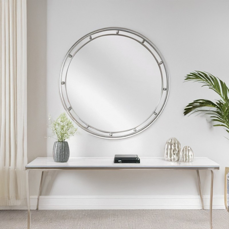 Artekko Dia Ασημί Μεταλλικός Στρογγυλός Καθρέπτης Τοίχου (80x3.5x80)cm