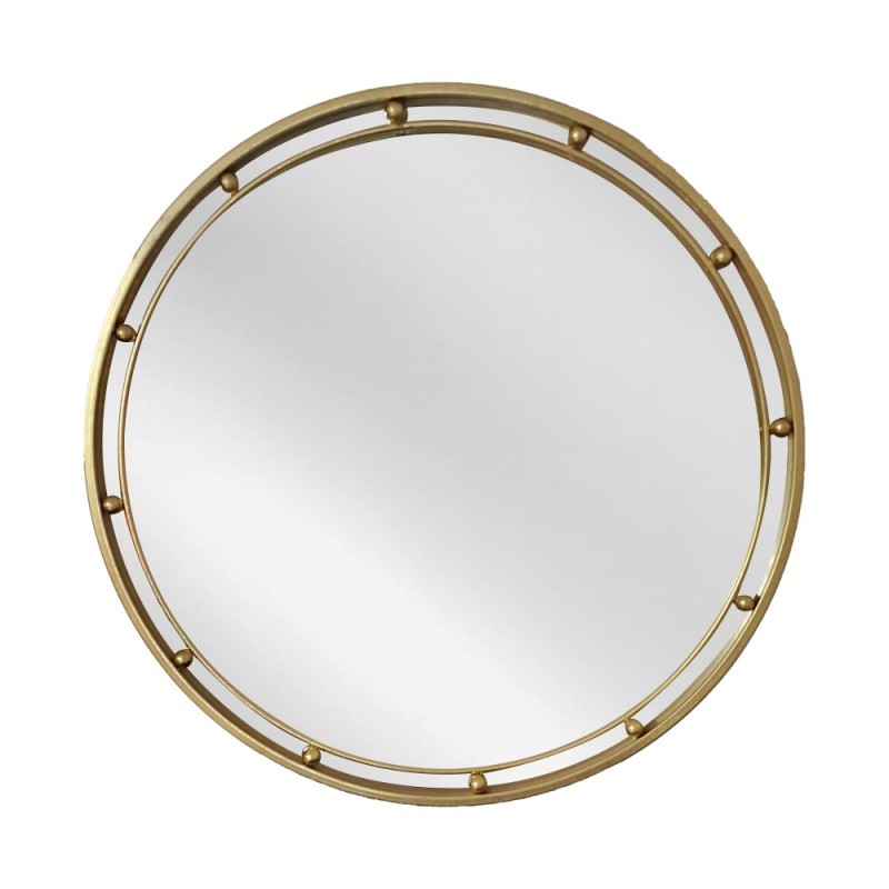 Artekko Dia Χρυσός Μεταλλικός Στρογγυλός Καθρέπτης Τοίχου (60x3.5x60)cm